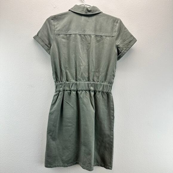 J. Crew Zip Front Chino Dress Green 00 Safari - Picture 3 of 14